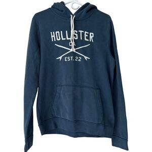 Hollister hoodie hooded sweatshirt logo spell out embroidered navy blue lounge M